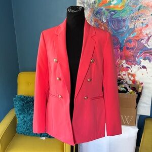 Anne Klein Vibrant Pink Double-Breasted Blazer
